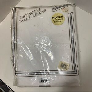 TABLECLOTH & 8 NAPKINS  100% cotton Victorian tatting round 66x66 NEW OLD STOCK